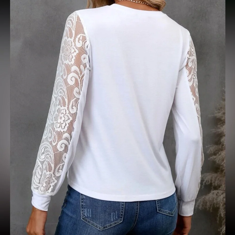 Boho lace lantern sleeve tee